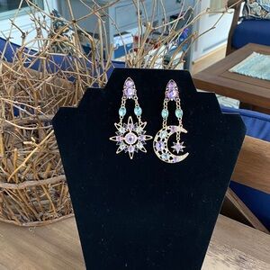 Star and Moon Drop Earrings